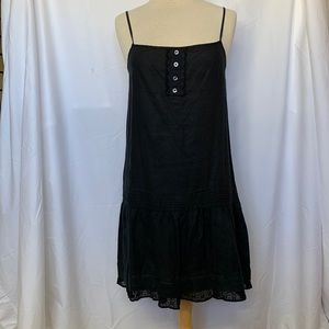 Vintage Juicy Couture black linen dress with lace trim size 6